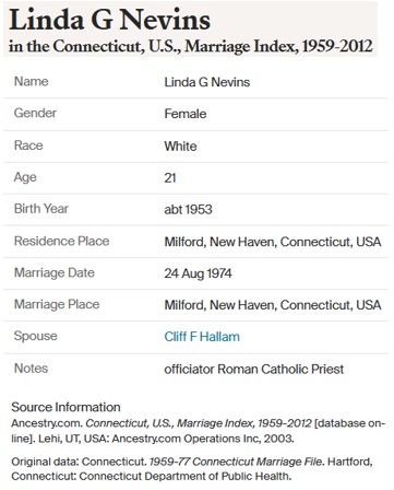 Linda Bechtold Nevins Marriage Record
