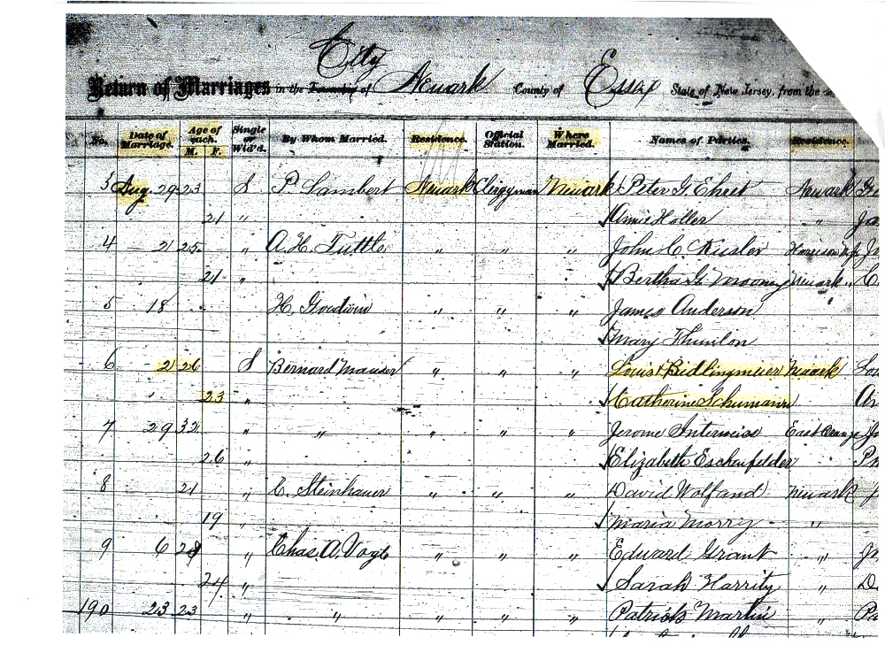 Louis Bittlingmeier and Katharina Schuhmann Marriage Record Part1