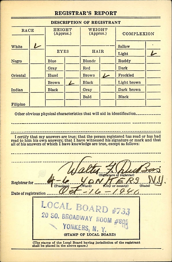 Louis W. Bechtold's WWII Draft Registration