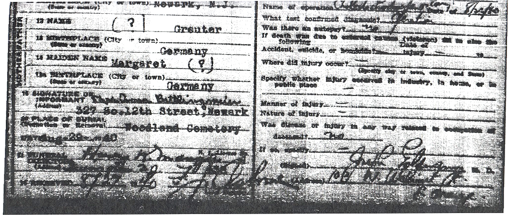 Margaret Greuter Bauer Death Certificate Part 2