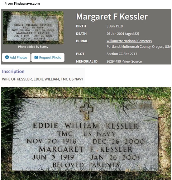 Margaret Lucille Felkner Kessler Cemetery Record
