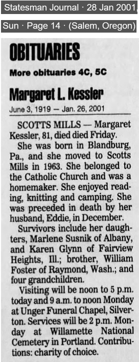 Margaret Lucille Felkner Kessler Obituary