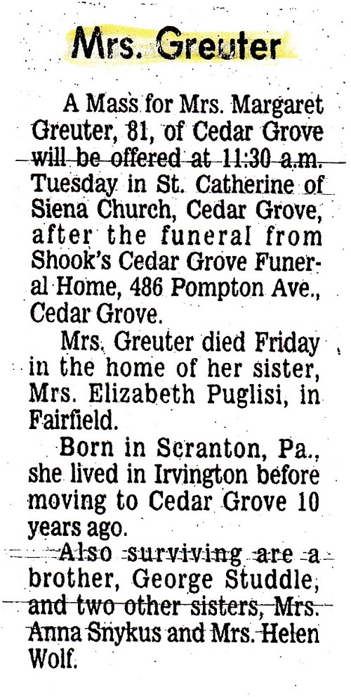 Margaret E. (Studdle) Greuter Obituary 2