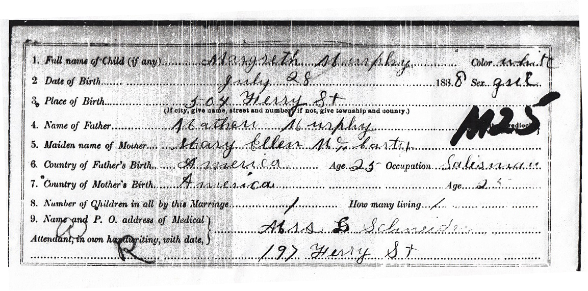 Marguerite Murphy Birth Certificate