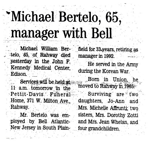 Michael W. Bertelo Obituary