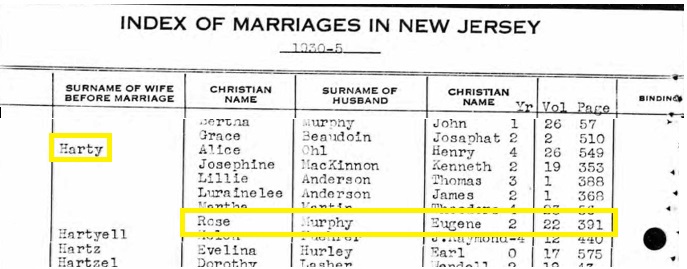 Eugene Murphy and Rose Harty Marriage Certificate