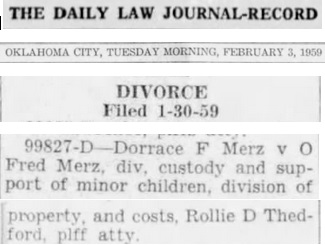 Otto Fred Merz and Dorrace Wells Divorce
