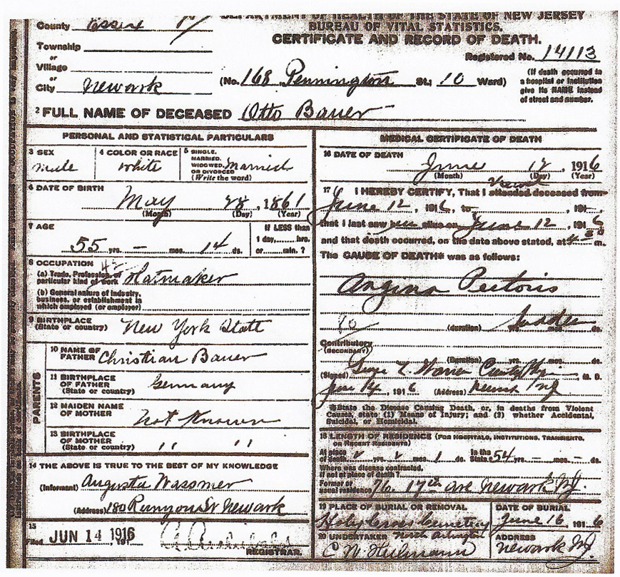 Otto Bauer Death Certificate