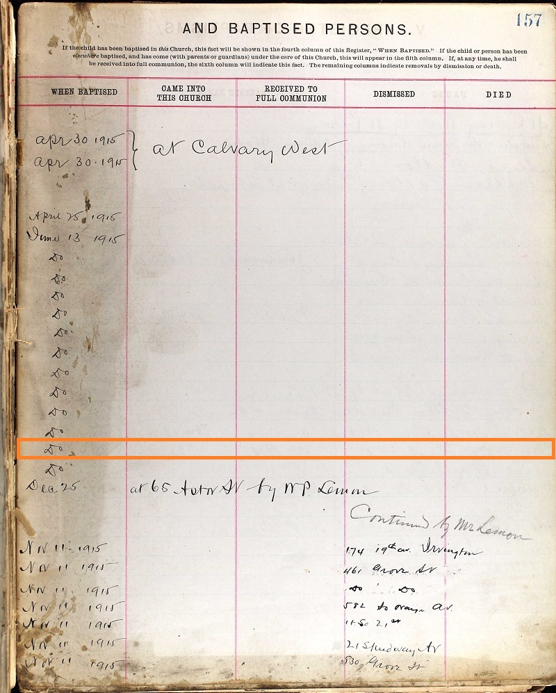 Otto Carl Bechtold Baptism Index