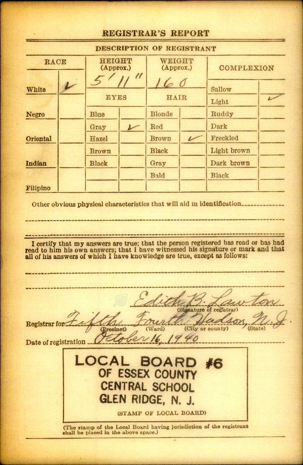 Carl Otto Bechtold World War II Draft Registration