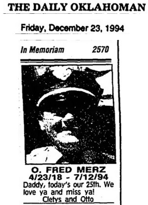 Otto Fred Merz Obituary