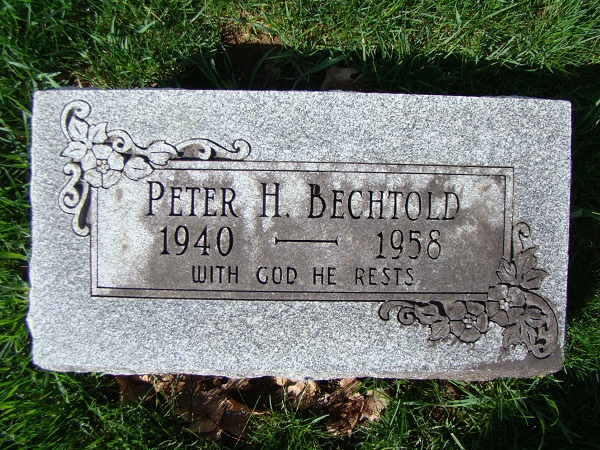 The Wesley Chapel Cemetery marker for Peter Bechtold