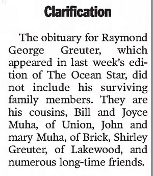 Raymond G. Greuter Obituary and Memorials