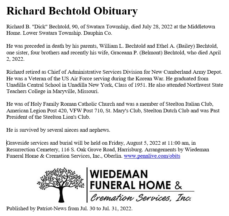 Richard Bechtold Obituary
