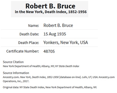Robert B. Bruce Death Index