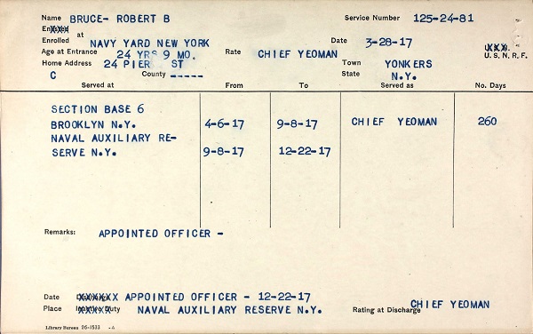 Robert B. Bruce Military Record