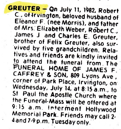 Robert Clarence Greuter Obituary 1