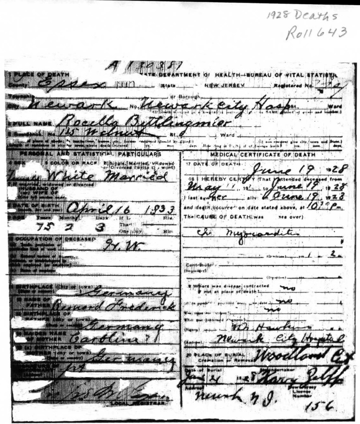 Rosalee Bernes Bittlingmeier Death Certificate
