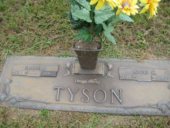 The Greenlawn Cemetery Grave Marker of Russel and Anne Greuter Tyson