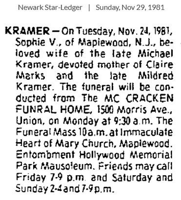 Sophie V. (Smith) Kramer Obituary