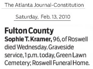 Sophie T. Kramer Obituary