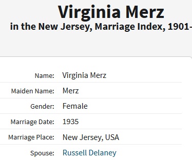 Virginia Merz Marriage Index