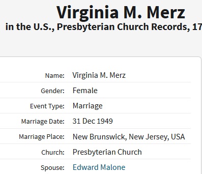 Virginia Merz Birth Index
