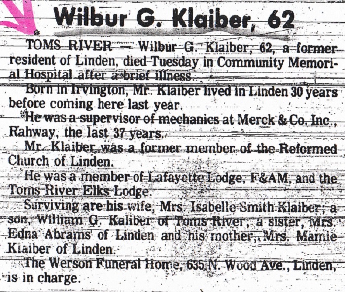 Wilbur G. Klaiber Obituary 2