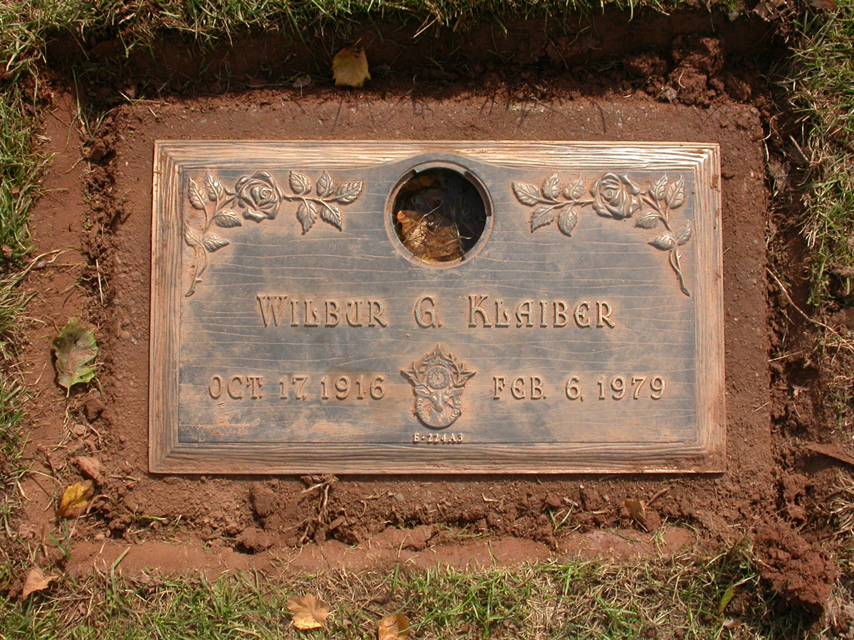 The Rosedale Cemetery Grave Marker of Wilbur G. Klaiber