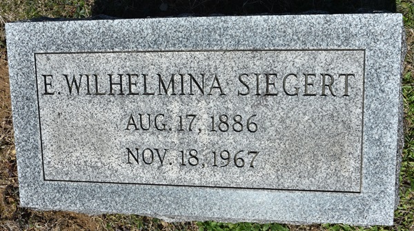 The Plainfield Cemetery Grave Markers of Wilhelmina Siegert