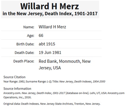 William Henry Death Index