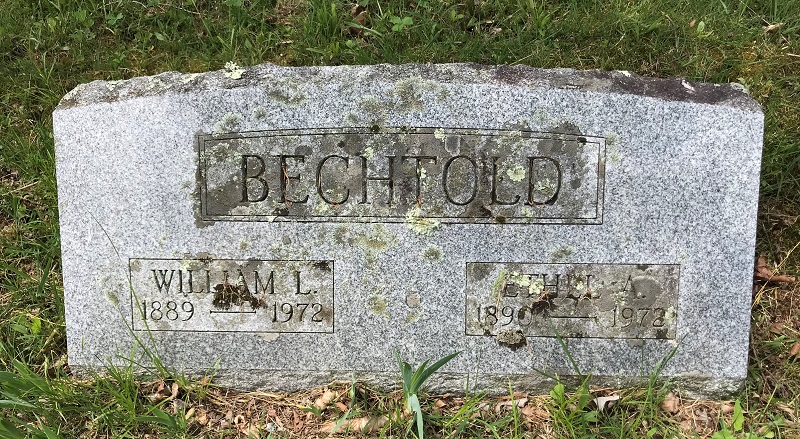 The Rogers Hollow Cemetery Grave Marker of William and Ethel Bechtold