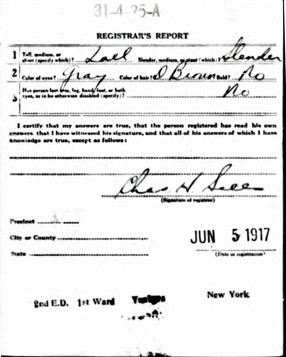 William L. Bechtold's World War I Draft Registration Card Part 2