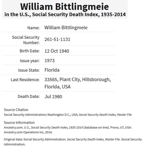 William Anderson Bittlingmeier SSDI
