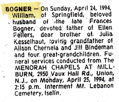 William F. Bogner Obituary 1