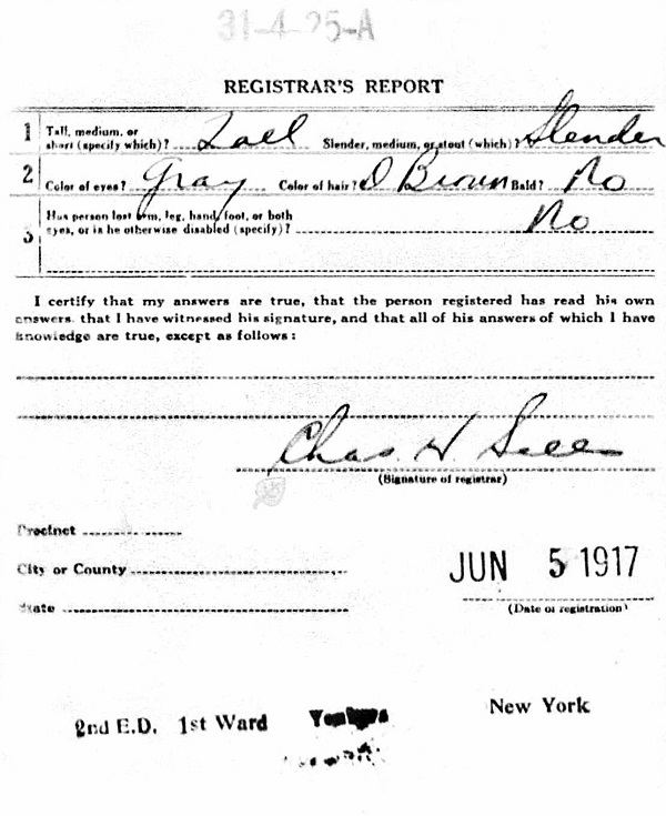 William L. Bechtold's World War I Draft Registration Card Part 2