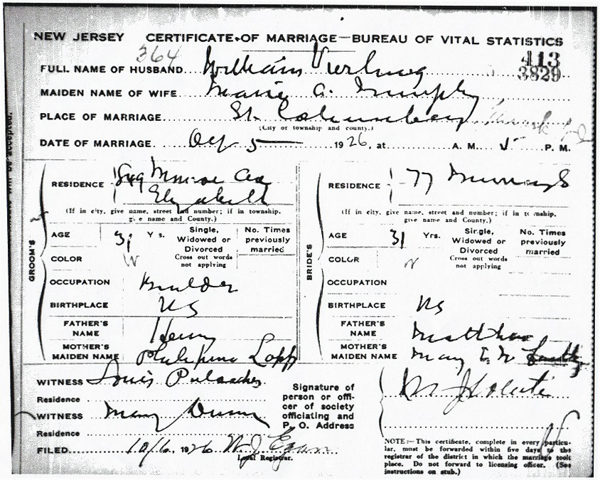 William Vierling and Marie Murphy Marriage Certificate