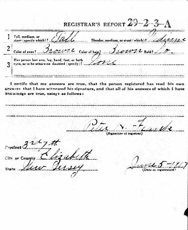 William Vierling's World War I Draft Registration Card Part 2