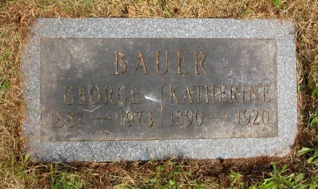 The Clinton Cemetery grave marker of George and Katherine Bauer