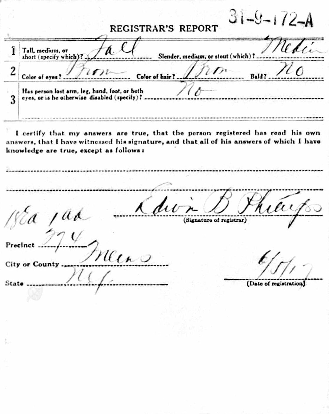 Anthony J. Radice WW1 Draft Registration