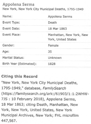 Apollonia Rothman Reuss Death Record