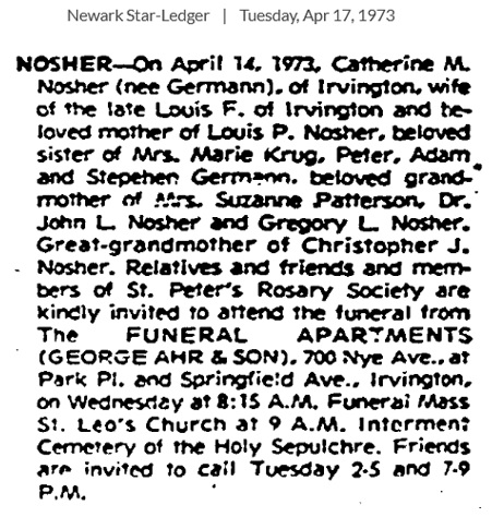 Catherine Germann Nosher Obituary