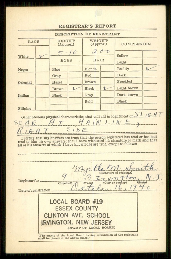 Charles E. Greuter's WW2 Draft Registration