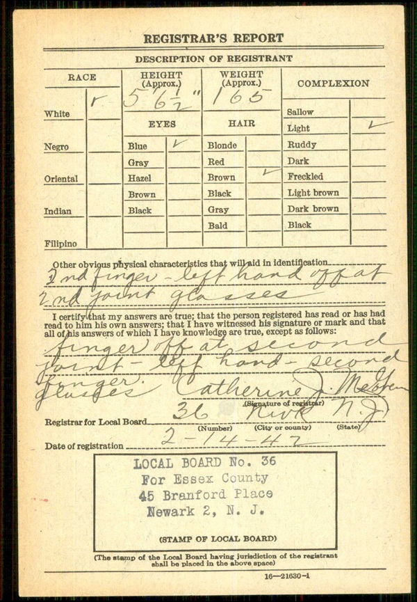 Charles G. Greuter World War II Draft Registration