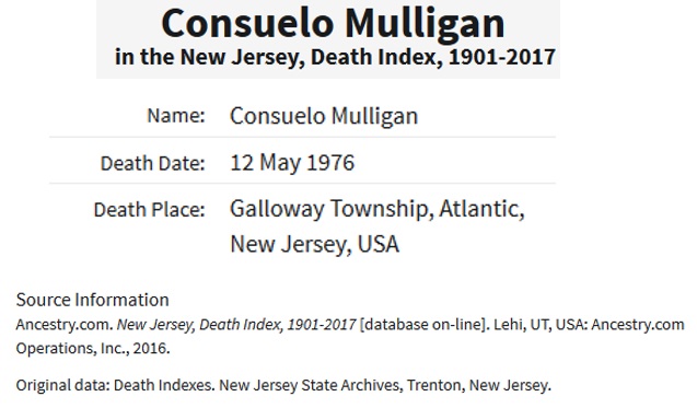 Consuelo Dumont Death Index