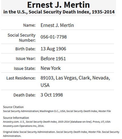 Ernest J. Mertin SSDI