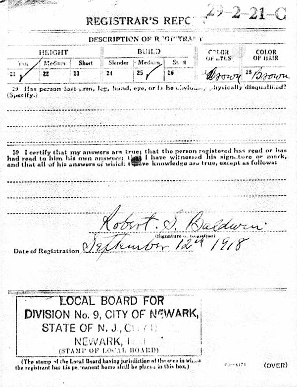 Frank Quinn WW1 Draft Registration