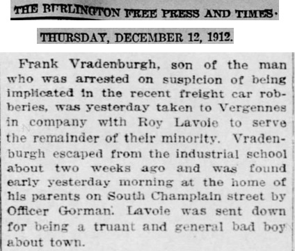 Frank Vradenburgh News Item