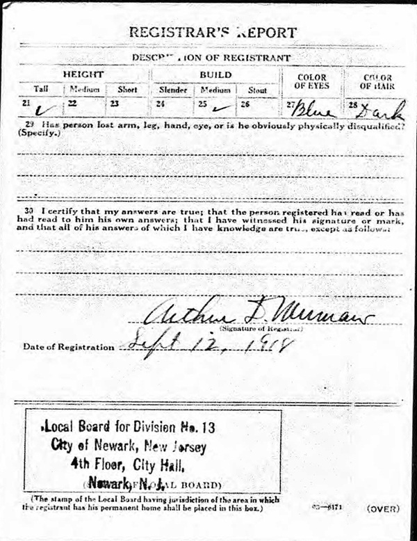Frederick Kluge World War I Draft Registration