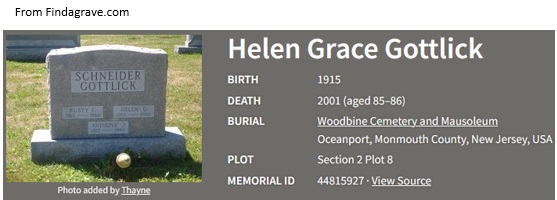 Helen Doyle Gottlick Cemetery Record